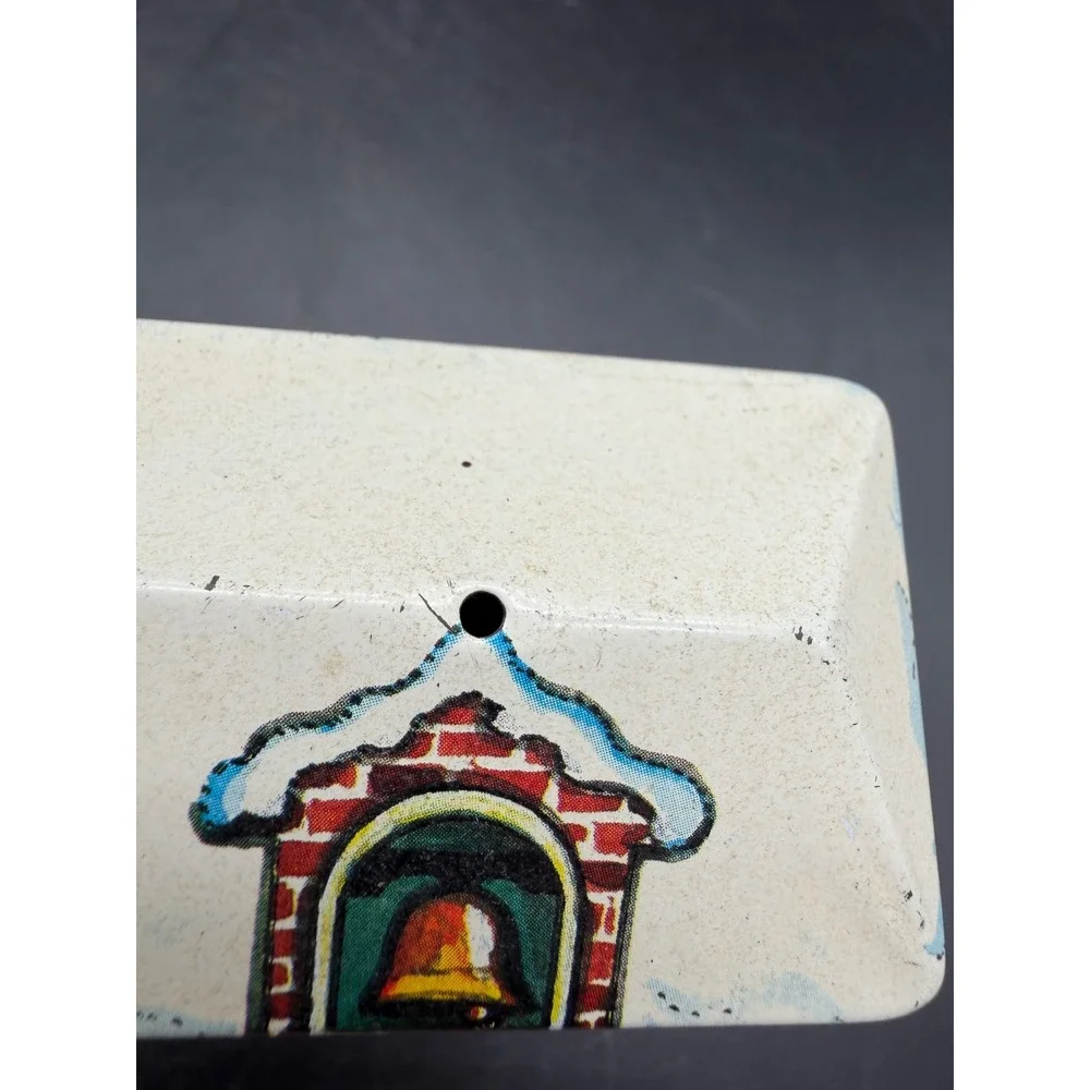 Vintage Nestle Toll House Cottage & Tin Box Co Schoolhouse Christmas Tins Set 2